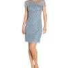 Adrianna Papell Cap-Sleeved Embellished Sheath Dress