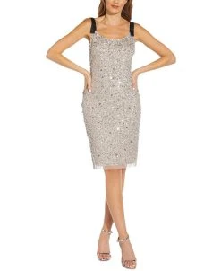 Adrianna Papell Embellished Cocktail Sheath Dress