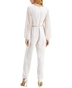 Connected Hain-Belt Sheer-Sleeve Jumpsuit -Anne Klein Sales Store 20287396 fpx