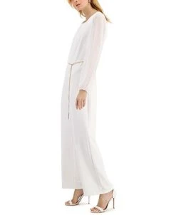 Connected Hain-Belt Sheer-Sleeve Jumpsuit -Anne Klein Sales Store 20287397 fpx