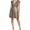 Vince Camuto Metallic Jacquard V-Neck Dress