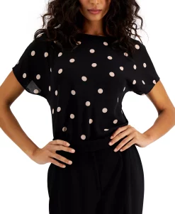 Anne Klein Polka-Dot Boat-Neck Blouse -Anne Klein Sales Store 20343771 fpx
