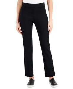 Karen Scott Women's Pull-On Black Denim Pants, Created For Macy's