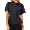 CeCe Tie-Neck Peplum Hem Blouse