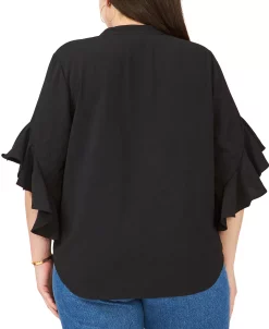 Vince Camuto Plus Size Ruffle Sleeve Henley Blouse -Anne Klein Sales Store 20432404 fpx