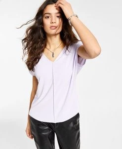 Bar III Women's Seamed V-Neck Top, Created For Macy's -Anne Klein Sales Store 20437018 fpx