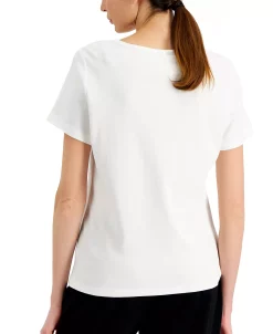 Karen Scott Cotton Split-Neck Top, Created For Macy's -Anne Klein Sales Store 20498545 fpx