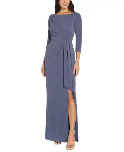 Adrianna Papell Gathered-Waist Metallic-Threaded Gown -Anne Klein Sales Store 20596022 fpx
