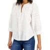 Charter Club Women's Woven Eyelet Cotton Blouse, Created For Macy's