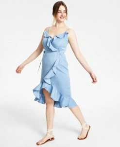 Bar III Women's Ruffled-Edge Wrap Dress, Created For Macy's -Anne Klein Sales Store 20706482 fpx