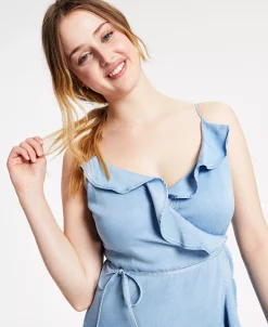 Bar III Women's Ruffled-Edge Wrap Dress, Created For Macy's -Anne Klein Sales Store 20706483 fpx