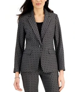 Kasper Ring-Print One-Button Blazer
