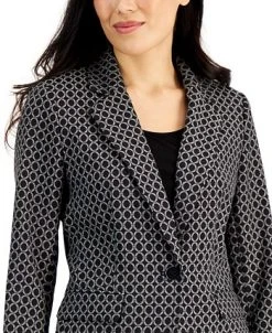 Kasper Ring-Print One-Button Blazer 7 Kasper Ring-Print One-Button Blazer -Anne Klein Sales Store 20727954 fpx