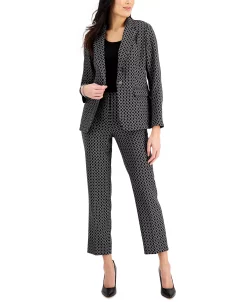Kasper Ring-Print One-Button Blazer 8 Kasper Ring-Print One-Button Blazer -Anne Klein Sales Store 20727956 fpx 1