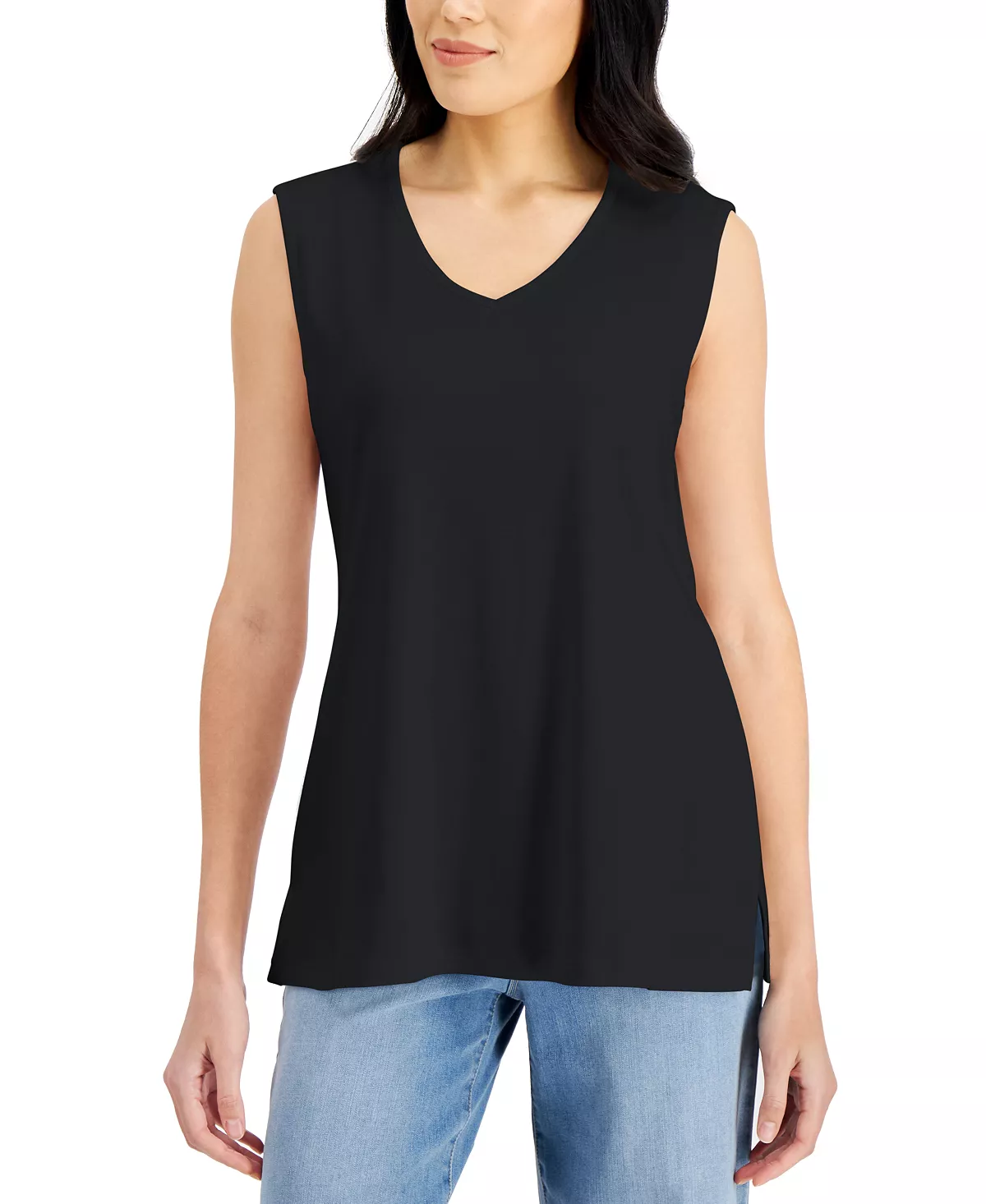 Karen Scott V-Neck Cotton Tunic Tank Top, Created For Macy's 1 Karen Scott V-Neck Cotton Tunic Tank Top, Created For Macy's