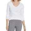 Charter Club Women's Cotton Long-Sleeve V-Neck T-Shirt, Created For Macy's
