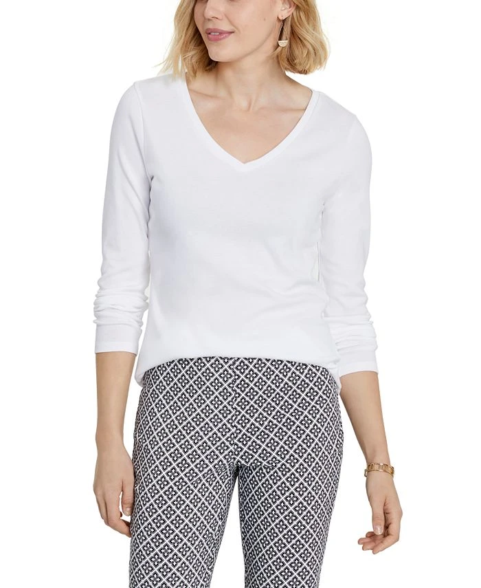 Charter Club Women's Cotton Long-Sleeve V-Neck T-Shirt, Created For Macy's 1 Charter Club Women's Cotton Long-Sleeve V-Neck T-Shirt, Created For Macy's