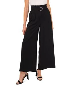 CeCe Wide-Leg Belted Moss Crepe Pants