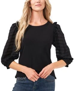 CeCe Mixed-Media Knit Top