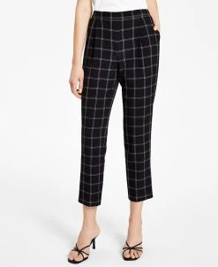 Bar III Women's Windowpane Print Pull-On Pant