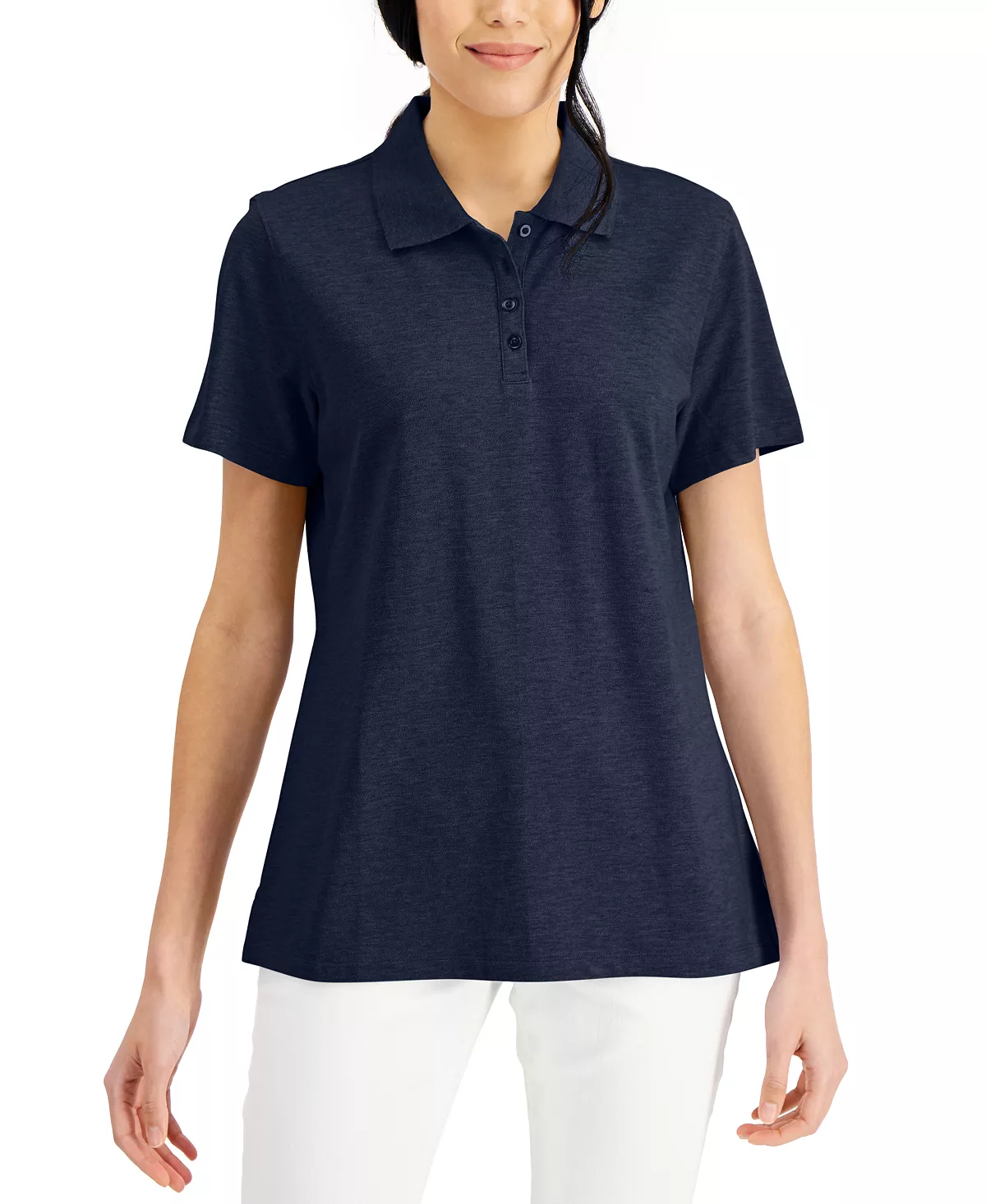 Karen Scott Cotton Short Sleeve Polo Shirt, Created For Macy's 4 Karen Scott Cotton Short Sleeve Polo Shirt, Created For Macy's - Image 4