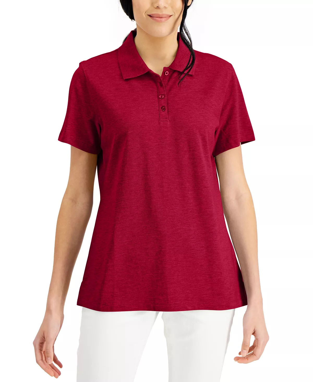 Karen Scott Cotton Short Sleeve Polo Shirt, Created For Macy's 5 Karen Scott Cotton Short Sleeve Polo Shirt, Created For Macy's - Image 5