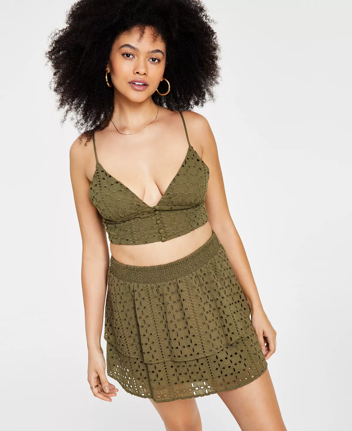Bar III Women's Eyelet Crop Top, Created For Macy's 4 Bar III Women's Eyelet Crop Top, Created For Macy's - Image 4