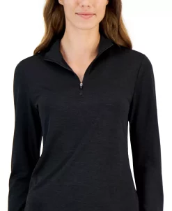 ID Ideology Women's Essentials Quarter-Zip Top, Created For Macy's 11 ID Ideology Women's Essentials Quarter-Zip Top, Created For Macy's -Anne Klein Sales Store 20996862 fpx