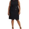 Kasper Plus Size Snap-Front Sheath Dress
