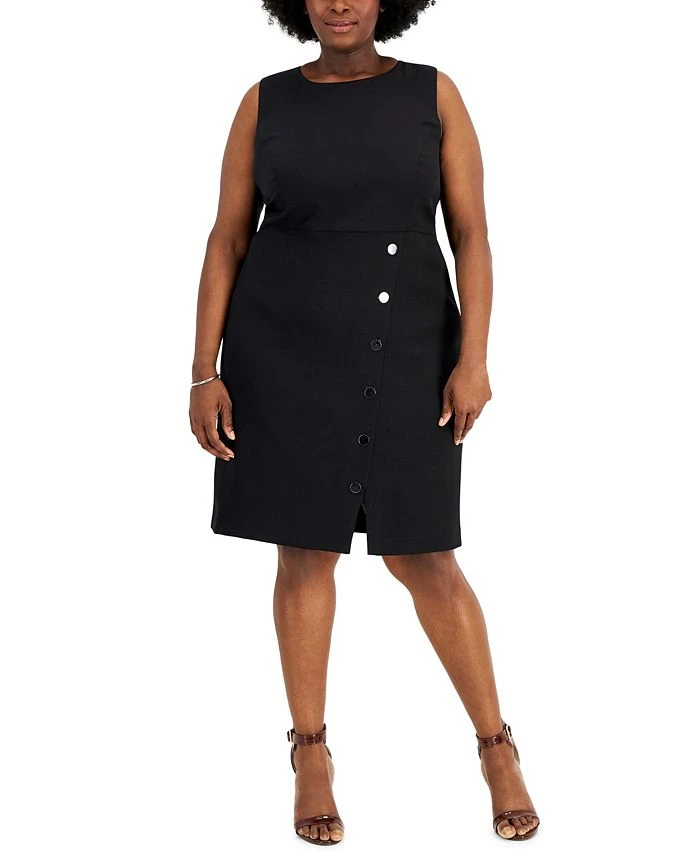 Kasper Plus Size Snap-Front Sheath Dress 1 Kasper Plus Size Snap-Front Sheath Dress