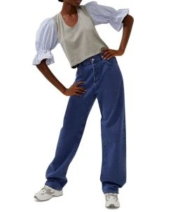 French Connection Puffed Sleeve 3/4-Sleeve Top