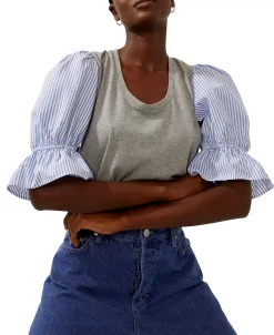 French Connection Puffed Sleeve 3/4-Sleeve Top -Anne Klein Sales Store 21094251 fpx