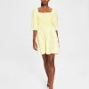 Bar III Women's Smocked Puff-Sleeve Fit & Flare Dress, Created For Macy's