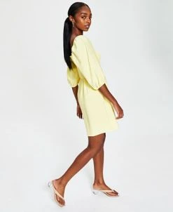 Bar III Women's Smocked Puff-Sleeve Fit & Flare Dress, Created For Macy's -Anne Klein Sales Store 21125028 fpx