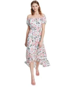 Bar III Women's Floral-Print Off-The-Shoulder Dress, Created For Macy's