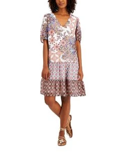 INC International Concepts Women's Mixed-Print Tiered Dress, Created For Macy's