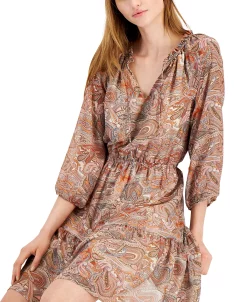 INC International Concepts Women's Paisley-Print Tiered Dress, Created For Macy's -Anne Klein Sales Store 21125687 fpx
