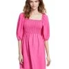 Bar III Women's Puff-Sleeve Smocked Dress, Created For Macy's