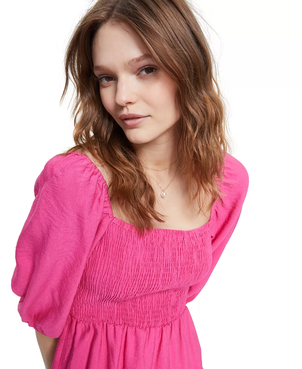 Bar III Women's Puff-Sleeve Smocked Dress, Created For Macy's 4 Bar III Women's Puff-Sleeve Smocked Dress, Created For Macy's - Image 4