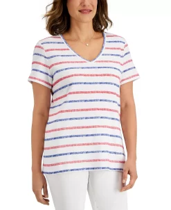 Karen Scott Women's Striped Top, Created For Macy's