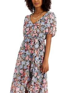 INC International Concepts Printed Ruffled Faux-Wrap Dress, Created For Macy's -Anne Klein Sales Store 21229704 fpx