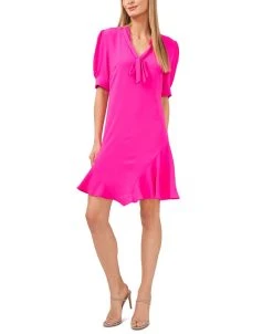 CeCe Ruffled Tie-Neck Dress