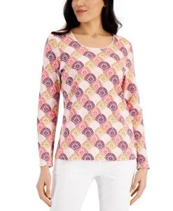 Karen Scott Women's Catalina Printed Top, Created For Macy's