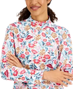 Karen Scott Women's Janelle Printed Mock-Neck Top, Created For Macy's -Anne Klein Sales Store 21262703 fpx