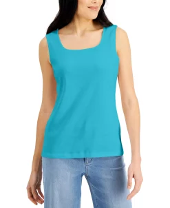 Karen Scott Quare-Neck Cotton Tank Top, Created For Macy's -Anne Klein Sales Store 21269767 fpx