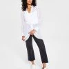 Bar III Women's Long-Sleeve Tie-Front Top, Created For Macy's