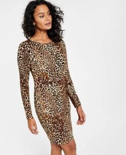 Bar III Women's Cheetah-Print Long-Sleeve Bodycon Dress, Created For Macy's -Anne Klein Sales Store 21336788 fpx