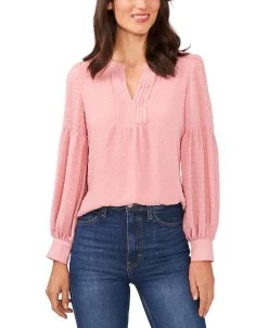 CeCe Women's Swiss Dot Blouson-Sleeve Top