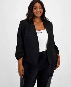 Bar III Plus Size Ruched Sleeve Blazer, Created For Macy's