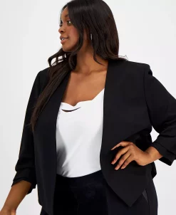 Bar III Plus Size Ruched Sleeve Blazer, Created For Macy's -Anne Klein Sales Store 21430555 fpx